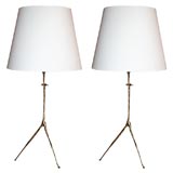 Pair of Dore Bronze Table Lamps by Agostini, French 1940s