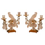 Pair of Crystal Two-Arm Candelabra by Bagues, French 1940s