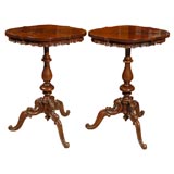 Pair of Scalloped Edged Tripod Tables.