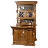 Finely Carved English Oak Cocktail Bar
