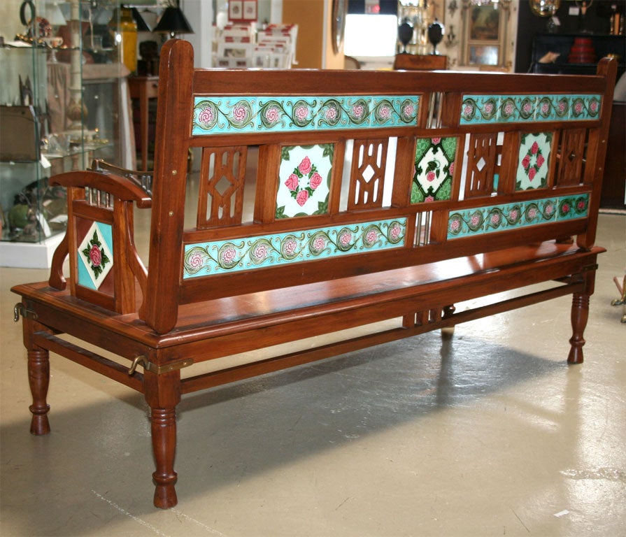 Colonial Teak, Tiled Bench from Gujarat 2