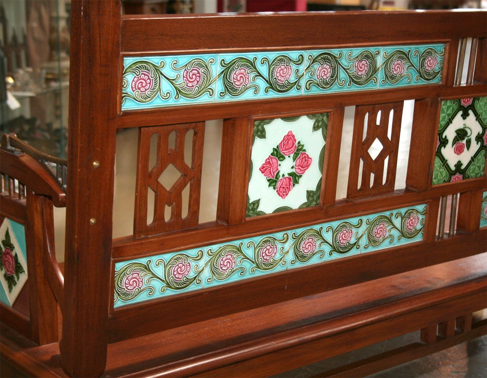 Colonial Teak, Tiled Bench from Gujarat 3