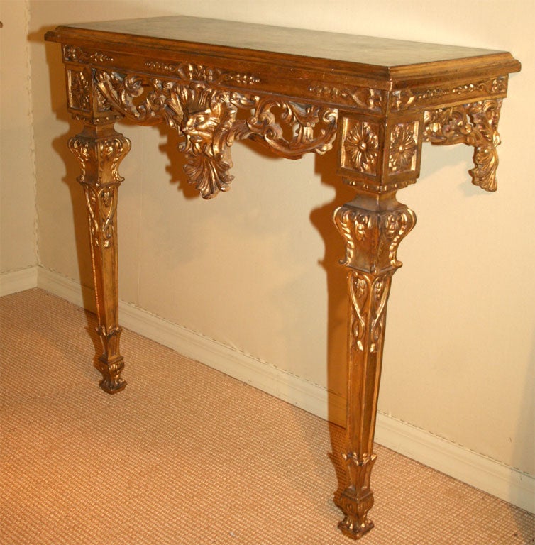 Gilt Pair of Italian Gilded Consoles
