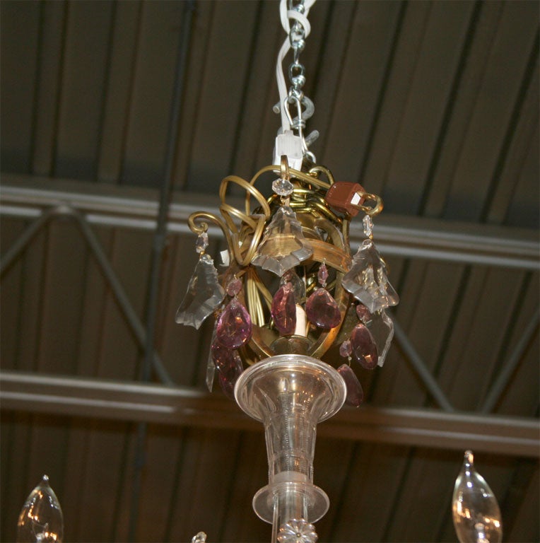 Lampadario francese Art Deco a dieci luci in bronzo e cristallo in vendita 4