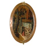 Antique Oval Mirror in Copper and Brass Frame