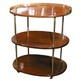 Oval mahogany and brass trolley