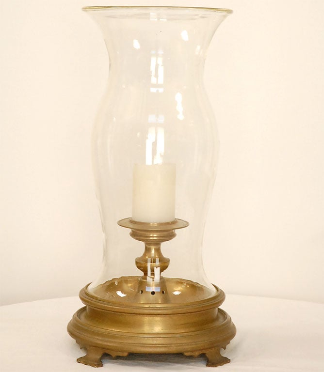 Brass & Glass Hurrican Lamp/Centerpiece