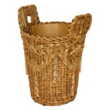 Antique Wicker & Decorative Carved Gesso Appliqued Basket