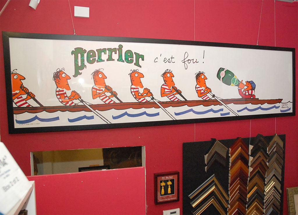 Late 20th Century Perrier c`est fou Row Boat Poster