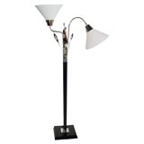 Vintage Nickel and Lacquered Wood Floor Lamp