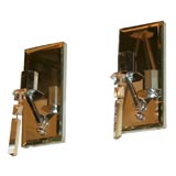 Pair of Mirrored & Cut Crystal Sconces