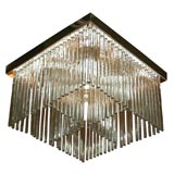 Mid Century Glass Rod & Nickel Light Fixture