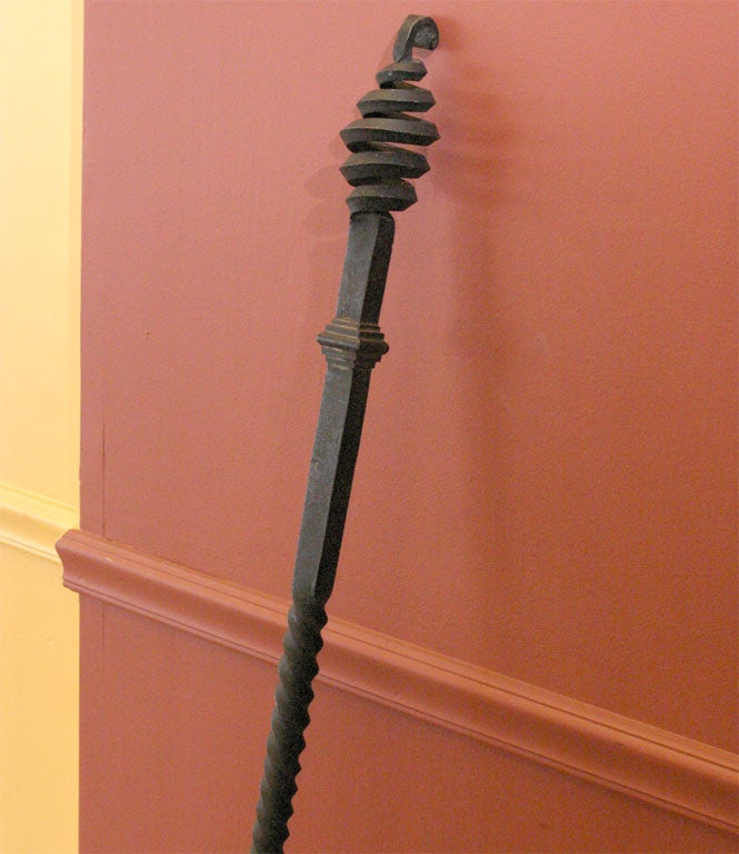A Large Wrought Iron Fire Poker In Excellent Condition In Hudson, NY