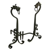 Fine wrought Iron Dragon Andirons