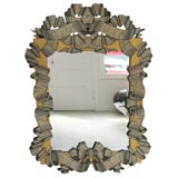 penwork ribbon mirror wrapped around flat gilded frame
