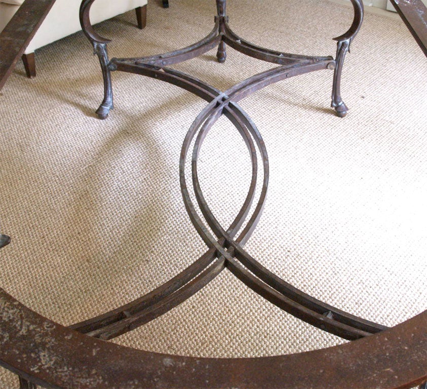 French Large and Impressive Table Base in Wrought Iron