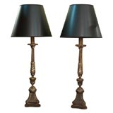 Antique Pair of Altar Stick Lamps