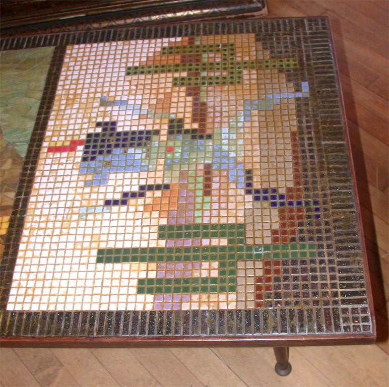 American 1940s Unique Southwestern Mosaic Tile Table