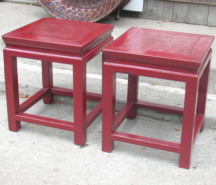 Late 19thC. Q'ing Dynasty Jiangsu Ming Styled Square Stool (pair available, priced and sold separately)