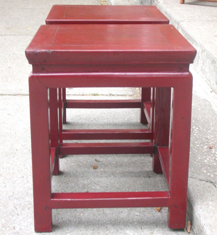 Red Lacquered Ming Styled Stool 1