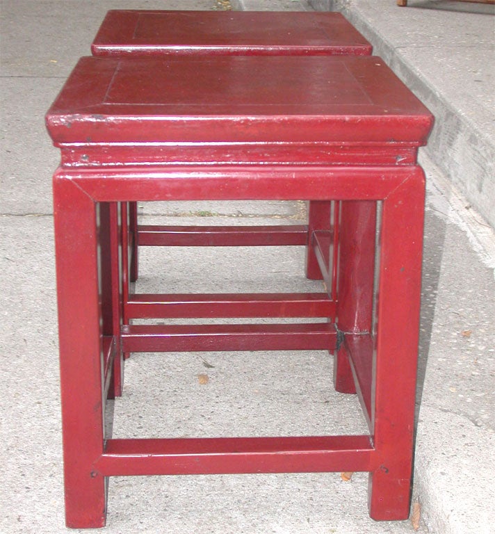 Red Lacquered Ming Styled Stool 2