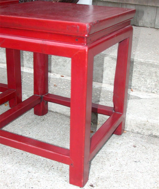 Red Lacquered Ming Styled Stool 4