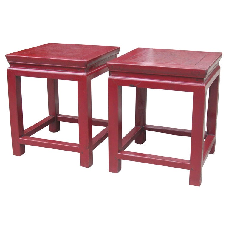 Red Lacquered Ming Styled Stool