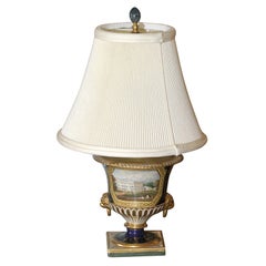 Antique Worcester Scenic Vase Mounted As A Lamp