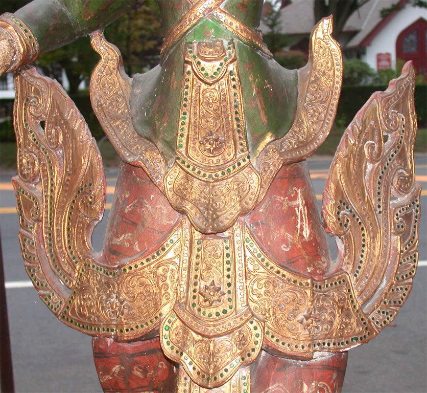 Pair of Balinese Polychromed Temple Dancers 1