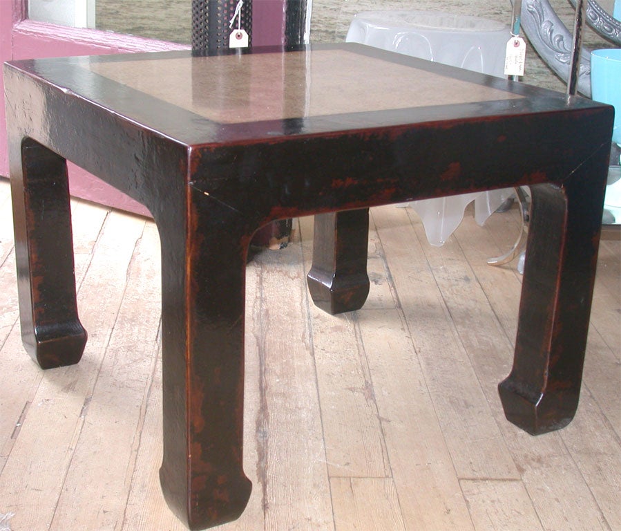 Chinese pair of chinese laquer and stone tables