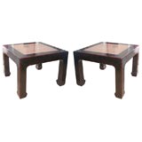 pair of chinese laquer and stone tables