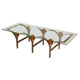 Steel 
Amber Glass Coffee Table