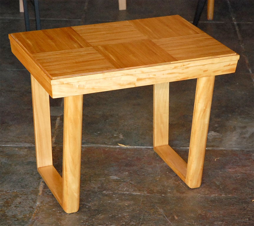 Bleached mahagony side table in the style of Paul Frankl