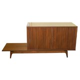 Vintage Walnut Tambour Bureau on Bench