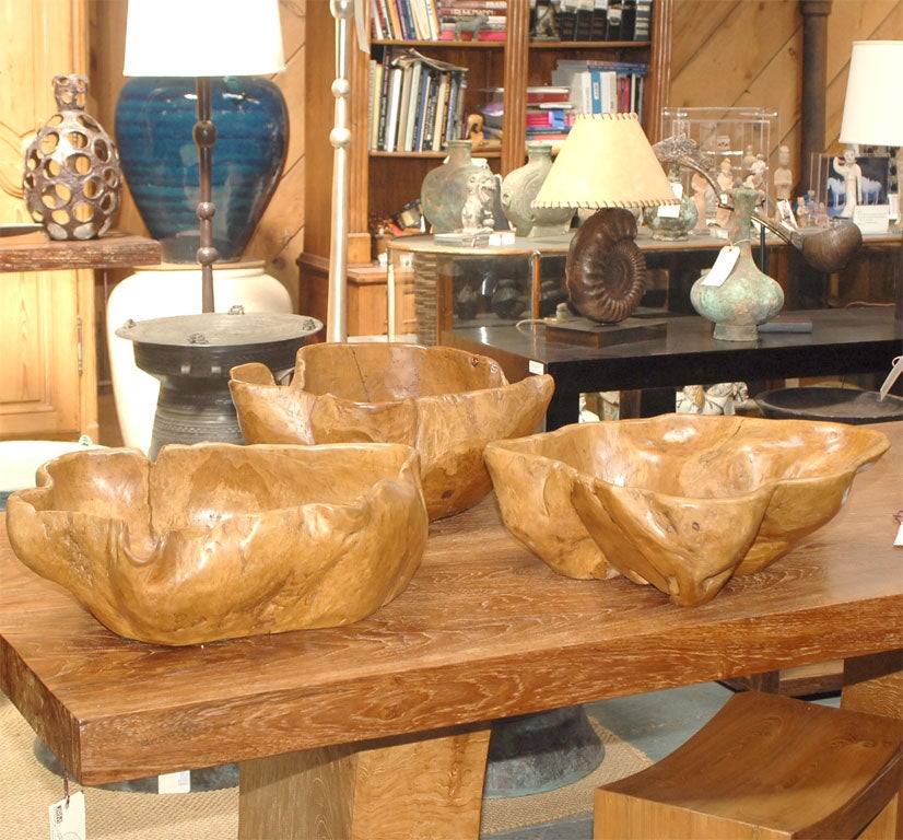 (Ref IN7970) Teak Burlwood Bowls
