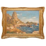 Seascape Oil Painting in Gilded Frame, Circa 1920