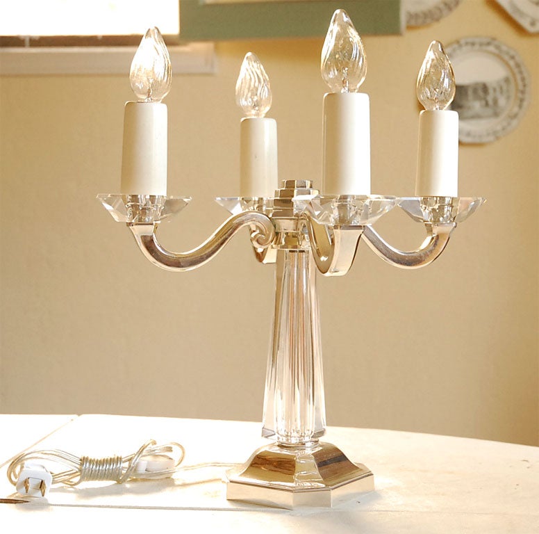 Pair of 1940 silvered bronze candelabres
