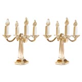 Pair of 1940 silvered bronze candelabres