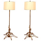 Pair of Organic Solid Bronze Tree Floorlights