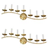 Pair of 7-Light Mid-century Brass Sconces