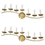 Vintage Pair of 7-Light Mid-century Brass Sconces