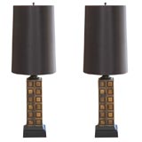 Pair of Vintage Brass Chess Board Lamps