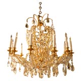 1940's Gilt Bronze and Crystal Chandelier
