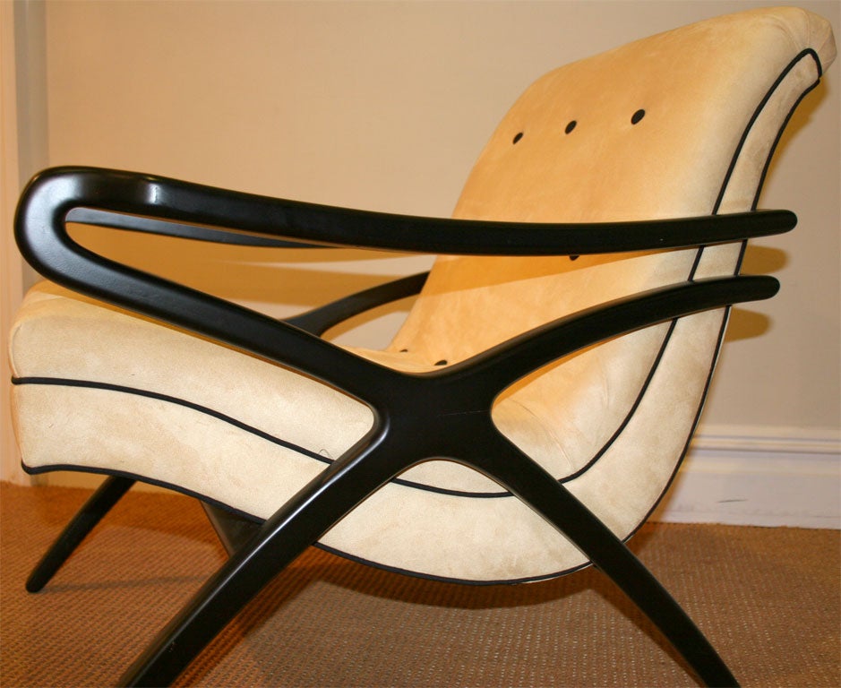 Italian Mid-Century Ebonized Lounge Chair
