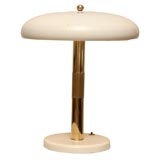 50's Brass and Enamel Desk Lamp with Perforated Shade