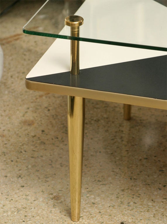 Glass Fabulous 50's Harlequin Brass Coffee Table