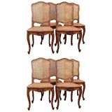 Set of Eight Louis XV Style Cane Dining Chairs