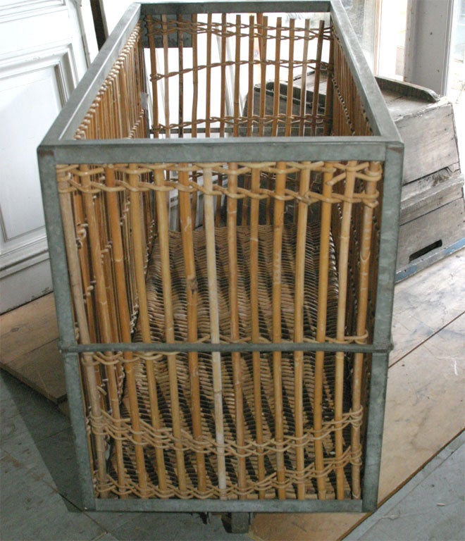 french laundry basket on wheels