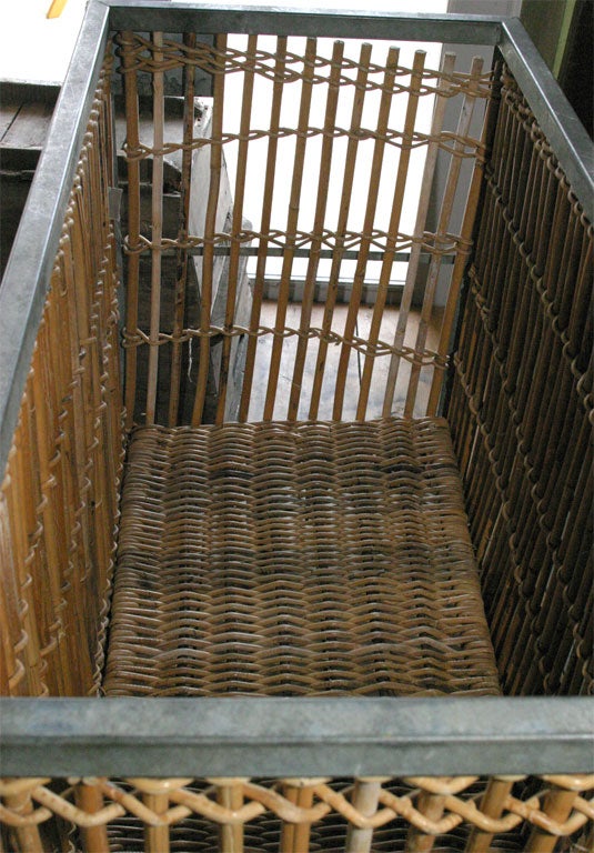 French Bamboo/Metal Laundry Cart In Excellent Condition In Sheffield, MA