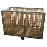 French Bamboo/Metal Laundry Cart